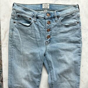 J. Crew button front 9” High Rise Toothpick Jeans